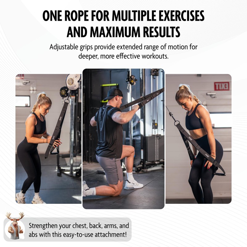 DMoose Fitness Tricep Rope Cable Attachment - Multi-Grip Gym Rope