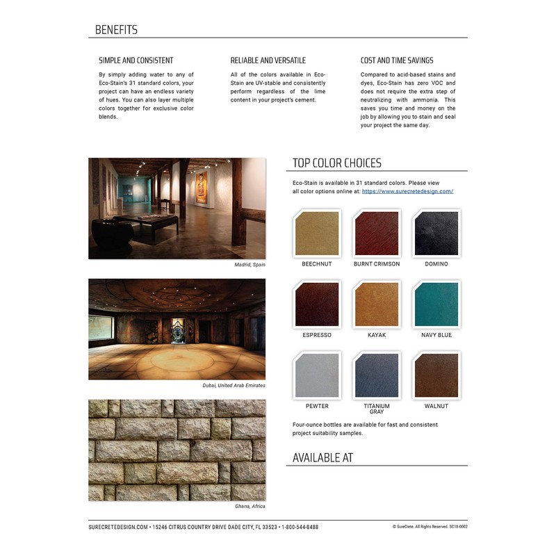 Surecrete EcoStain Water-Based Concrete Stain - 32 Ounce Concentrate (Pewter)