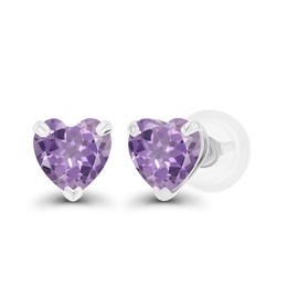 Genuine 925 Sterling Silver 5mm Heart Natural Rose De France February Birthstone Genuine Stud Earrings For Women