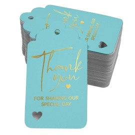 Inkdotpot Pack Of 50 Real Gold Foil Paper Tags Thank You For Sharing Our Special Day Bridal Shower-Baby Shower-Retirement-Wedding-Birthday Favor Hang Tags