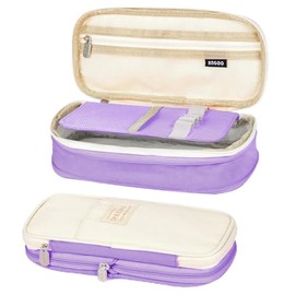 Estuche para Lápices de Grande Capacidad, Lapicera Organizador Expandible, Bolsa de Utiles Oficina, Estucheras Lapiceras Aesthetic para Plumones y Colores, Papelería con Cremallera (Morado)
