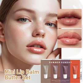 4PCS Summer Lip Butter Balm, Summer Moisturizing Natural Lip Balm For Women, Moisturizes And Brightened, Contains Shea Butter,Suitable for Chapped Lips Routine Office Desk Day and Night Care