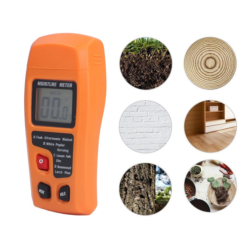 Wood Moisture Meter High Accuracy 4 Modes Orange Moisture Detector