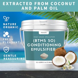 5.2 lb BTMS 50 Conditioning Emulsifier for Making Leave-in Conditioner, Premium BTMS 50 Conditioning Emulsifier Granules, Higher Activity than BTMS 25, Suitable for Making Lotions, Shampoos and More
