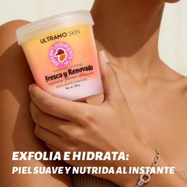 Exfoliante, exfoliante corporal, humectante para cuerpo, rostro, manos y pies, nutre la piel, limpia profundamente, reduce imperfecciones, deja la piel suave y sedosa, libre de sulfatos (Melocoton con Yogurt)