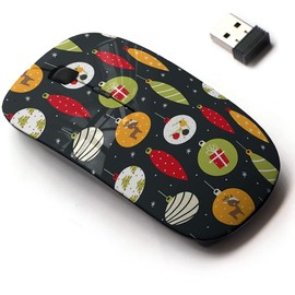 2.4G Wireless Mouse with Cute Pattern Design for All Laptops and Desktops with Nano Receiver - Christmas Cute Balls