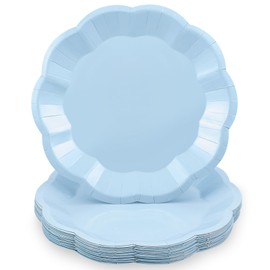 NatNarr 30pcs Plates,9inch ScallopedDessert Plates Baby Plate Disposable Party Supplies for Weeding, Birthday, Baby Shower