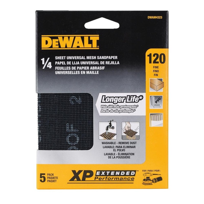 DEWALT DWAM4323 120 Grit Mesh Sheet (5 Sheets), 1/4"