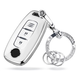 Unhoke X-Trail Key Case Sakura Aria Key Cover New T33 Series X-Trail B6 Series Smart Key Case Key Holder Luxury Lightweight Scratch Resistant TPU 3 Buttons Stylish, white (off-white)