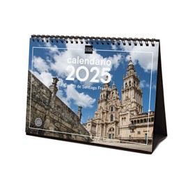 Finocam - Desk calendar for writing 2025 month to view January 2025 - December 2025 (12 months) Way of Saint James Spanish