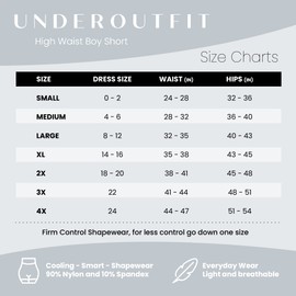 Underoutfit Shapewear for Women Tummy and Love Handle Control- High Waisted Boy Shorts- Body Shaper for Women- Small to Plus Sizes, Black, Small