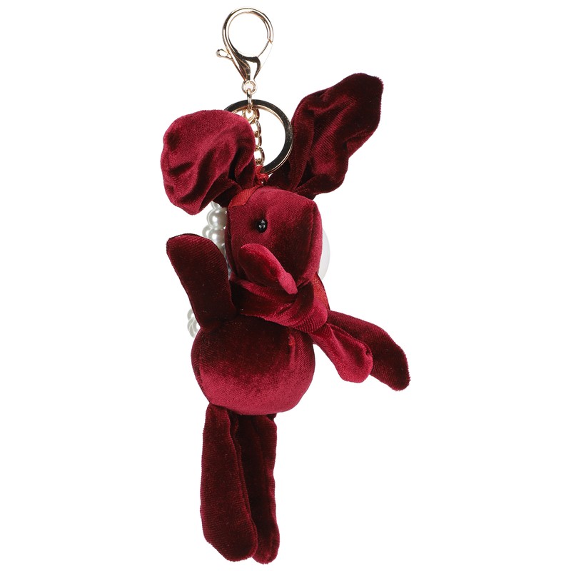 Cute Key Chain Fluffy Rabbit Simulation Flower Keyring Pendant Decor