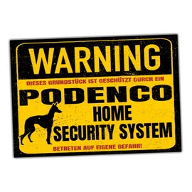 Podenco Warning Security System Door Sign Dog Sign Warning Sign