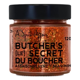 A Spice Affair’s Butcher’s Secret | Savoury, Bold & Aromatic Seasoning for Beef, Pork & Poultry | All-Natural, Non-GMO, Filler-Free | Perfect for Grilling, BBQ, Roasting & Everyday Cooking | Signature Glass Jar | 120 g