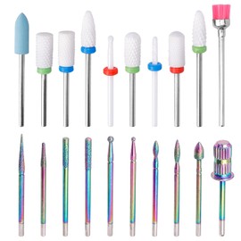 Mesee 20 Pieces Nail Drill Bit Set, 2.35mm Shank Diamond Cuticle Nail File Bits Ceramic Drill Bits Electric Efile Acrylic Gel Nails Art Tools for Home Salon Manicure Pedicure