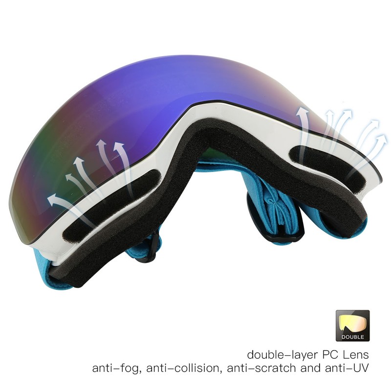 Unisex Adult Outdoor Double Lens Magnitic Large View Ski Cyling