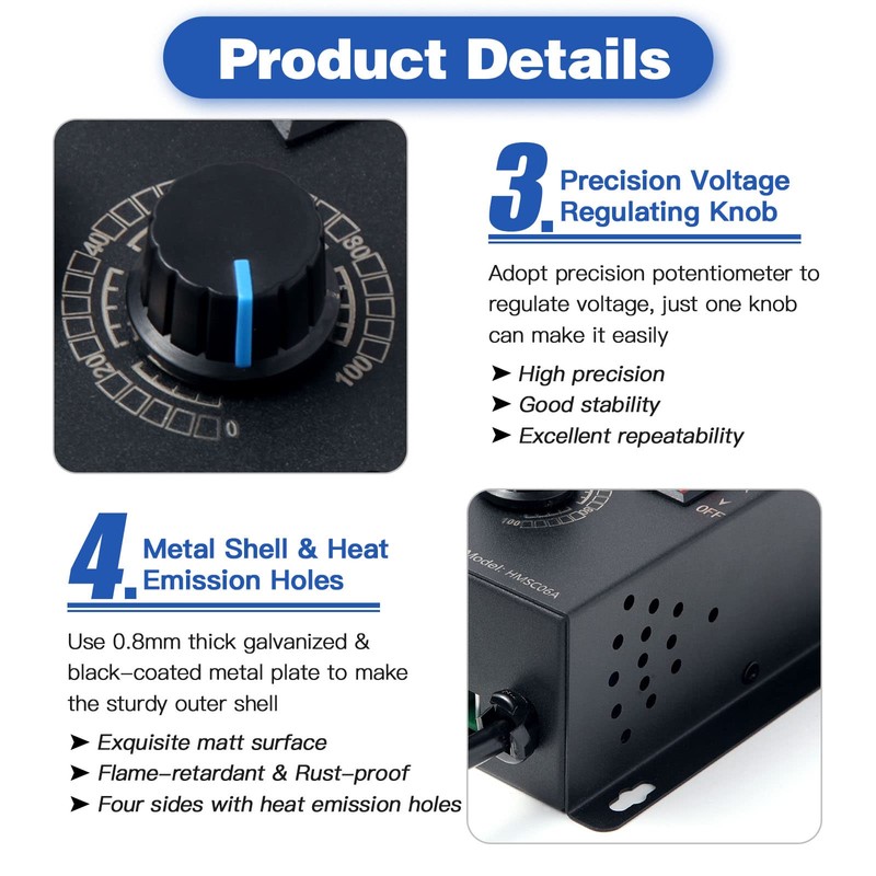 HARMNEE AC Motor Speed Controller 110-120V / 10A Rated /