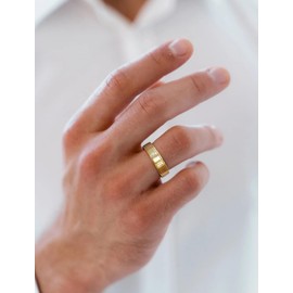 STARCHENIE 5mm Gold Wedding Band Solid 925 Sterling Silver Ring for Men & Women Brushed Matte Finish Beveled Polished Edge Comfort Fit Size 11