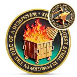 Original Dumpster Fire Challenge Coin - Strong Steel Mini Dumpster Fire Coin - Hilarious Funny Desk Accessories for Work - Coworker Go Away Token - Inspirational Gifts for Men Women Teacher