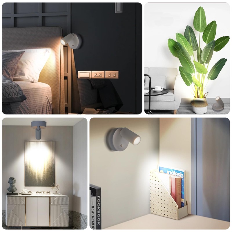 VIGMOJ LED Wireless Spotlights with Remote Up Lights Indoor Dimmable