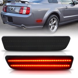Bestview LED Rear Side Marker Lights for Ford Mustang 2005-2009, Dual Rows Red Rear Fender Bumper Side Marker Lamps Kit Assembly Smoked Lens,Pack of 2