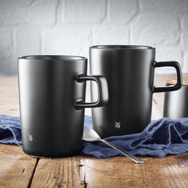 WMF Kineo Set of 2 Large Coffee Cups 250 ml Stoneware Matte Tea Cup Black