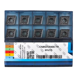 CDBP CNMG120408-TM CNMG432 Inserto Torneado de Carburo Indexable para Semiacabado en Torno CNC Acero y Hierro Fundido, 10 uds