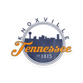 Die Cut Sticker Knoxville, Tennessee, Skyline Badge, Orange and Blue, Contour Vinyl Sticker 1 to 3 inches (Waterproof Decal for Cars, Water Bottles, Laptops, Coolers), Small