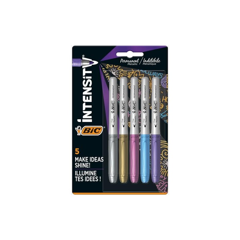 BIC Metallic Permanent Markers - Pack of 5 - Variety