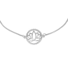 Vanbelle 925 Sterling Silver Jewelry - Lotus Adjustable Bolo Bracelet - Rhodium Plated - Designer Bracelet for Women