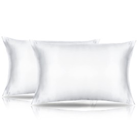 Small Pillow Cases 2 Pack Mini Pillow Cases 14x20 Breathable Silky Soft Toddler Pillow Cover Satin White Travel Size Pillow Cases Envelope Style