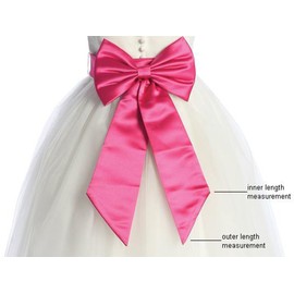 Satin Preformed Bow Adjustable Sash Belt White L/Girls 7-12