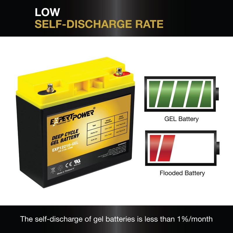 ExpertPower 12V 21Ah Gel Deep Cycle Solar Battery, Sealed Gel
