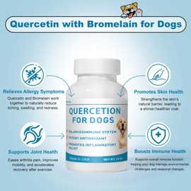 Quercetin with Bromelain for Dogs | Natural Antihistamine & Allergy, Itchy Skin Relief | Quercetin for Dogs - Boost Immune Balance, Promote Inflammation Relief & Antioxidant Support, 3.5 oz Powder