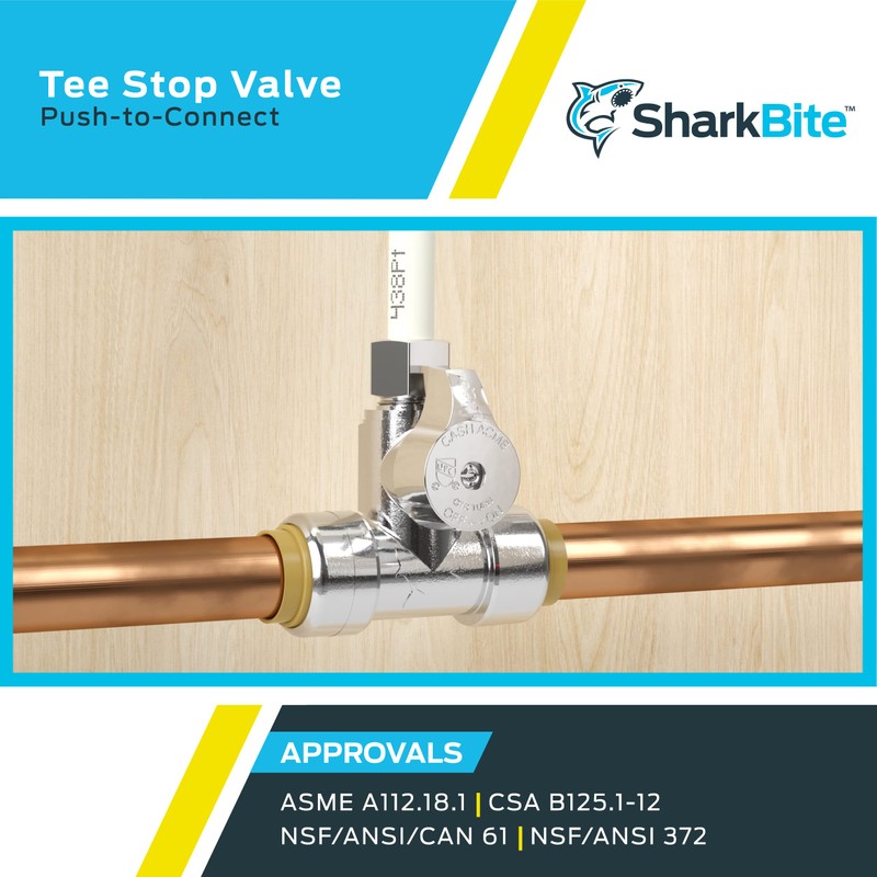 SharkBite 3/4 x 3/4 x 3/8 Inch Compression Tee Stop