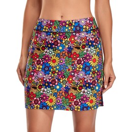 Kimmery Skirts with Pockets for Women Teenagers Breathable Fast Dry Skirt Built in Short Autumn Performance Skorts Functional Exercising Training Running Activewer Colorful L