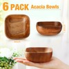 FillTouch 6 Pcs Small Wooden Candy Bowl Square Acacia Serving
