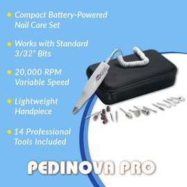 Medicool Pedinova Pro Nail File Machine for Manicure and Pedicure with Travel Case and Bit Kit + Travel Bundle | PedinovaPro+TravelHP