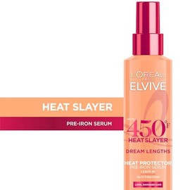 L'Oreal Paris Elvive Dream Lengths Heat Slayer - Aerosol de pre-planchado sin enjuague, 4.4 onzas | 4.4 US