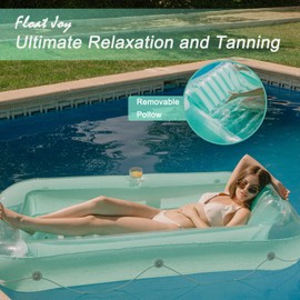 Float Joy Tanning Pool Inflatable Pool Floats Adult Tanning Bed Pool Lounger Blow Up Pool Floaties for Floating Sunbathing Suntan Tub