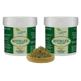 Vita Ideal Vegan® Red Clover - Flower Powder 2 x 300 g - Trifolium Pratense - Daily Serving 760 mg Red Clover Blossom Pure Powder Includes Measuring Spoon Original by Vitadeal