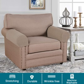 Turquoize Stretch Armrest Covers for Chairs and Sofas Couch Arm Covers for Sofa Spandex Jacquard Armrest Cover Anti-Slip Furniture Protector Washable Armchair Slipcovers for Recliner Set of 4, Sand