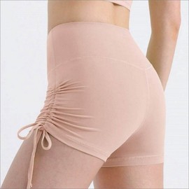 High-Waist Yoga Pants Pilates Pole Dance Workout Wear with Side Shirring 03. Orange/M