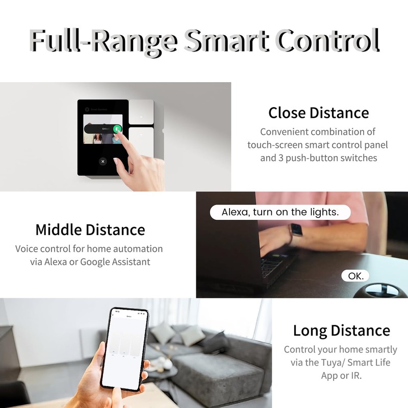 TONGOU DIY WiFi Smart Switch, 3-Switch Smart Home Control Panel