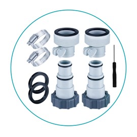 KOIUETUA Pool Hose Adapter Kit with A/B Type Connectors for 1.25" & 1.5" Hoses，with Clamps Gaskets - Compatible with Intex Filtration Pumps, Pool Accessories, and Saltwater Systems 4 Sets