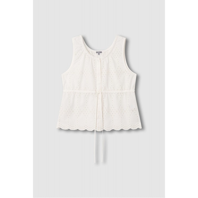 JAJU [JAJU] Girls Eyelet Sleeveless Blouse_Ivory