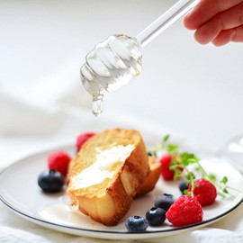 Mini Honey Dippers Stick- 6 Inch Clear Glass Honey Spoon Dipper, Syrup Honey Stirring Stick for Kitchen Honey Jam Jar Dispense Drizzle Party Favors