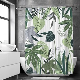 Loti Living Anti-Mould Shower Curtain - 180 x 200 cm - Waterproof Jungle Polyester - Includes Rings - Shower Curtains - Shower Curtain Anti Mould - Shower Curtain Bath - Shower Curtain Plants