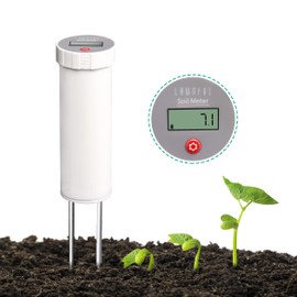 LAWNFUL Digital Soil pH Meter, Industrial Grade Soil pH Tester with Calibration-Free LCD Display, High Accuracy Soil pH Pen, Soil pH Monitor for Garden, Lawn, Plant (White)