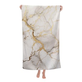 DADABULIU Bath Towel Marble Gray Gold White Beach Towels Soft Absorbent Washcloths Quick Dry Luxury Hotel Quality Towelling for Adults Kids Bathroom Spa Gym Swimming 31.5 x 51.2 Inch Oversized